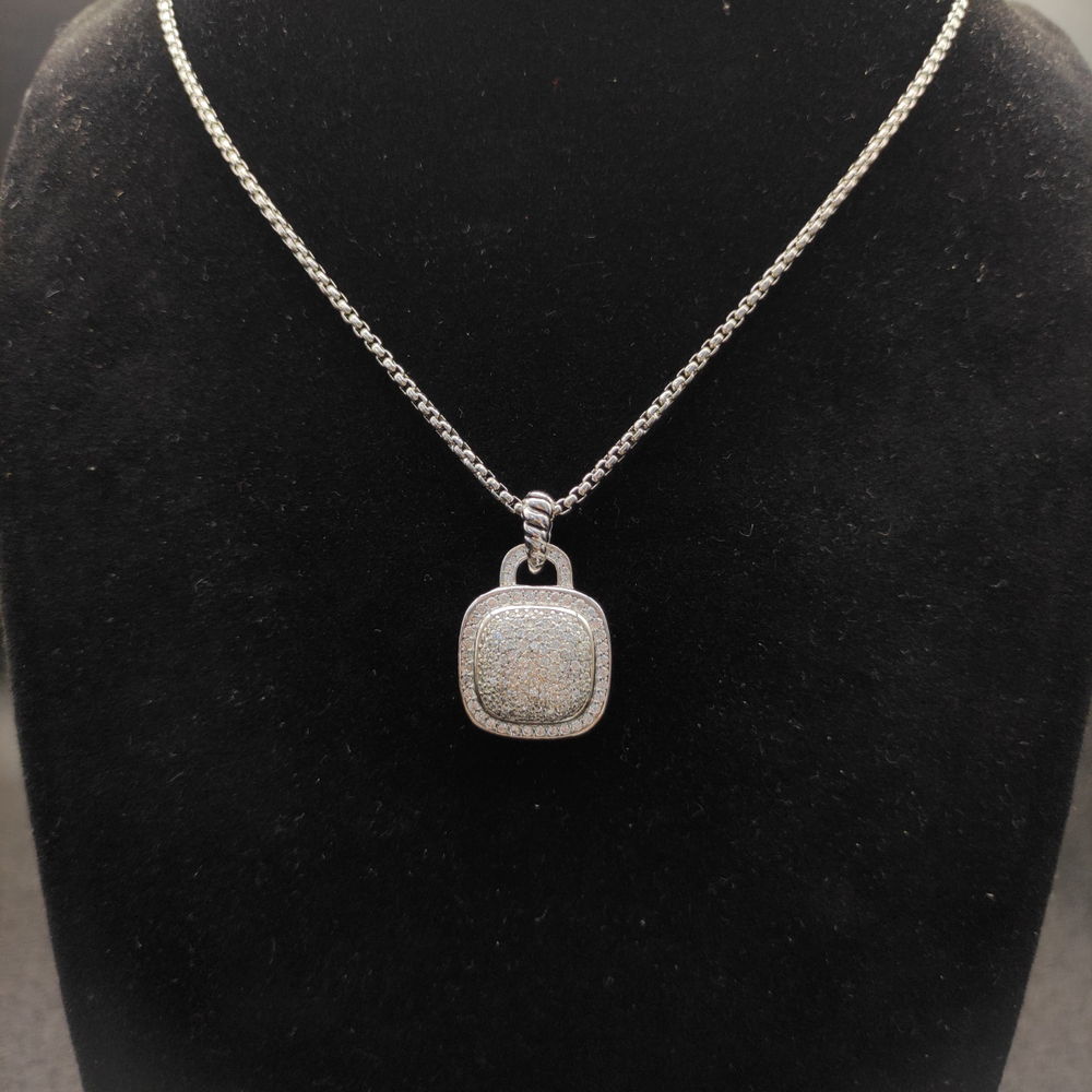 David Yurman Silver Square Diamond Necklace - Picture 8 of 8